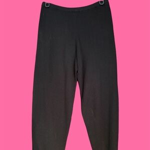 JM Petite Collection Black Knit Sweater Pants Wide Straight Leg Pull On Med